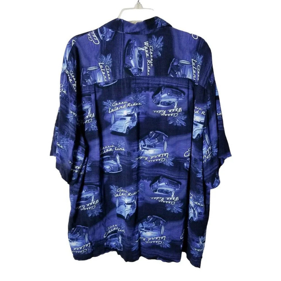 George VTG Men XL Hawaiian Classic Wave Rider Car Short Sleeve Button Down Shirt - Picture 3 of 10